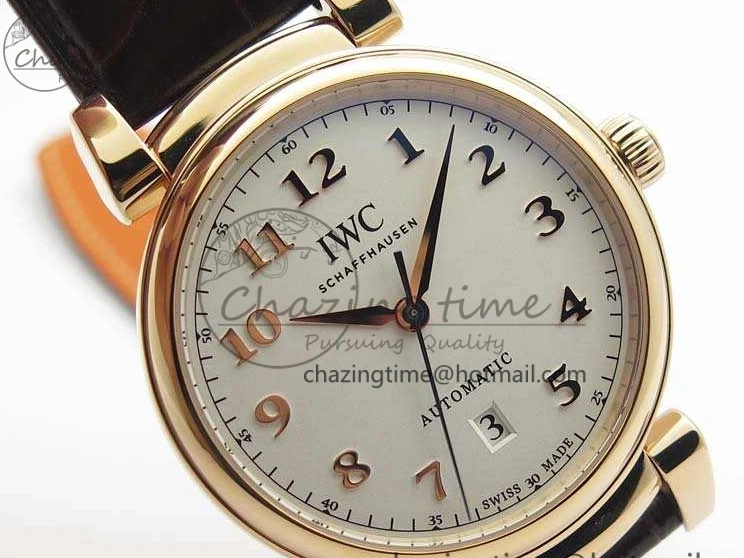 MIROTIME 0722 Neat Da Vinci IW356601 RG MKF 1:1 Best Edition White Dial On Brown Leather Strap A 7230